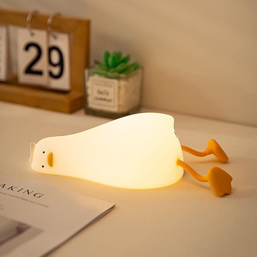 DREAMING MY DREAM Cute Duck Night Light - Rechargeable LED Lamp for Kids | 3-Level Dimmable Touch Control