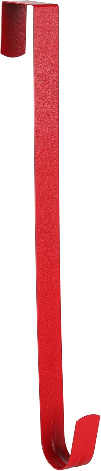 Sattiyrch 15" Wreath Hanger - Sturdy Steel Over The Door Hook for Front Door Decor (Red)