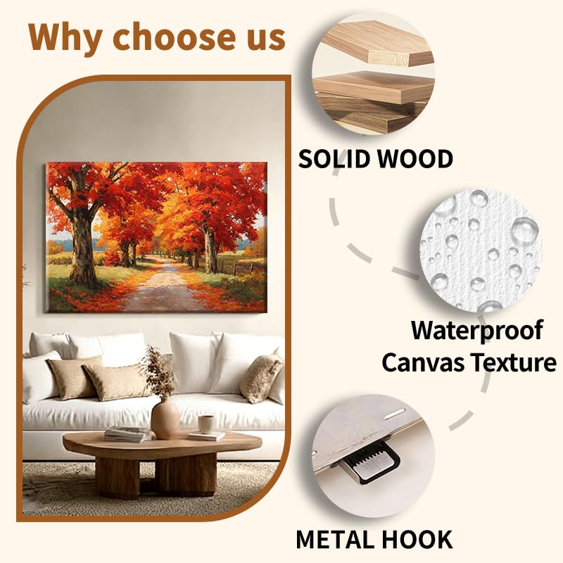 EverLasting Strokes Autumn Maple Tree Wall Art Canvas - 20x30in Fall Landscape