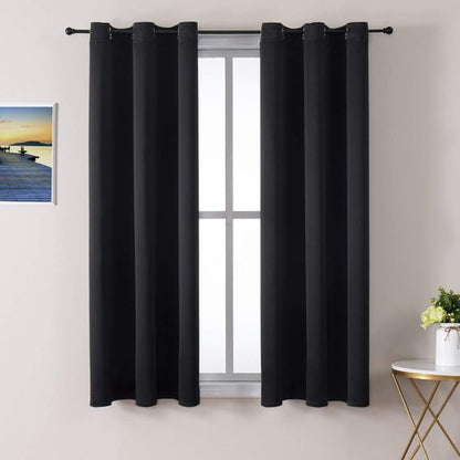 ChrisDowa Blackout Curtains - Thermal Insulated Room Darkening Panels for Bedroom & Living Room (Black, 38W x 54L)