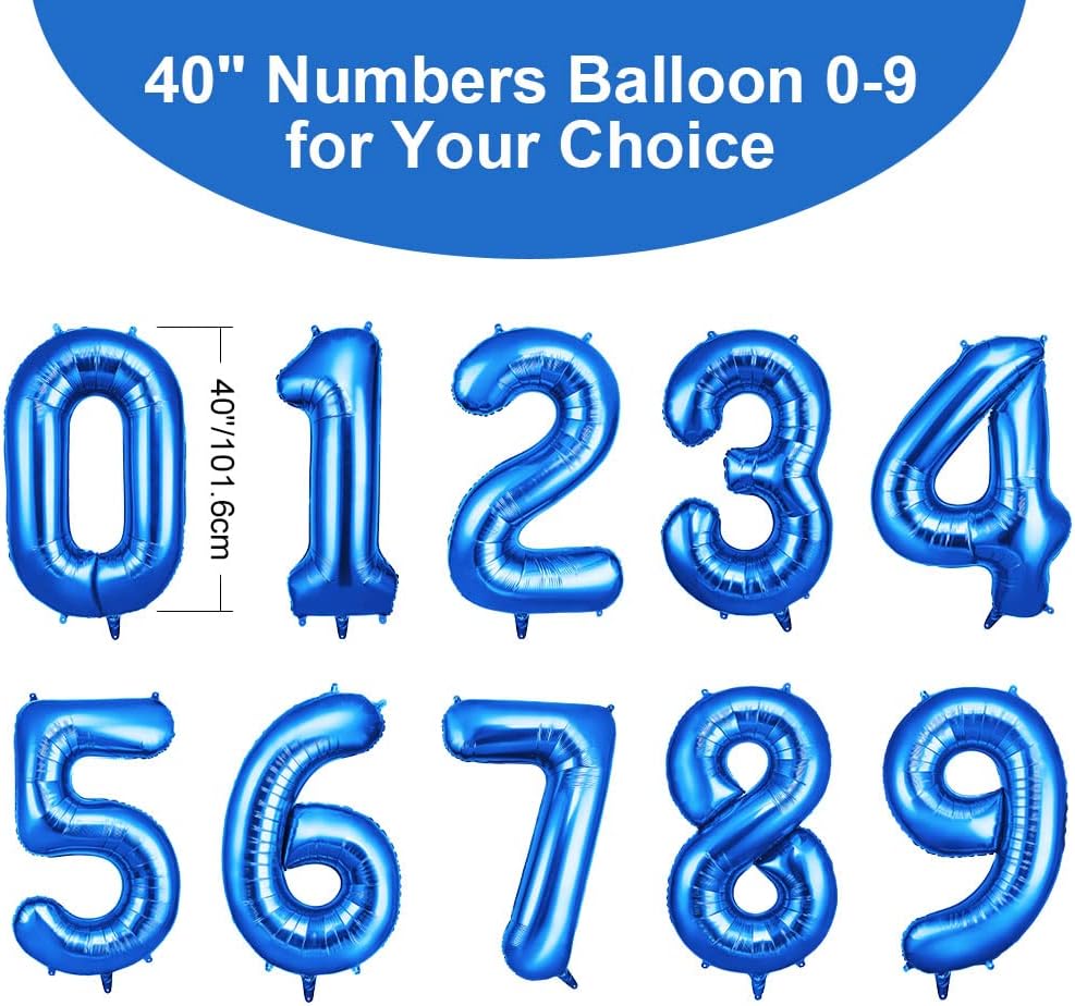 OFFCUP 40-Inch Blue Number 1 Balloon - Self-Inflating Foil Balloon for 1st Birthday Celebrations