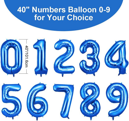 OFFCUP 40-Inch Blue Number 1 Balloon - Self-Inflating Foil Balloon for 1st Birthday Celebrations