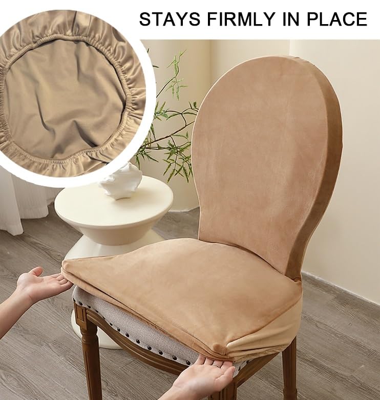 Black Set of 6 Waterproof Round Back Dining Chair Covers - Armless Slipcovers