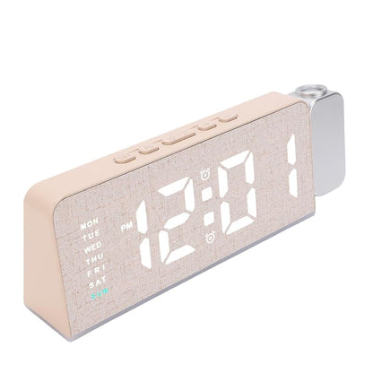Projection Alarm Clock with 180° Rotating Projector, 3-Level Brightness, USB-C & USB Charging, Gray