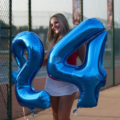 Number 24 Balloon by [Brand Name] - 40-Inch Navy Blue Birthday Decoration for 24th Celebration