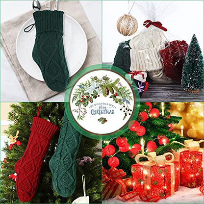 Christmas Candy Stockings Set - Green, Red, Ivory Knit Holiday Decor - Stylish 9 Pack
