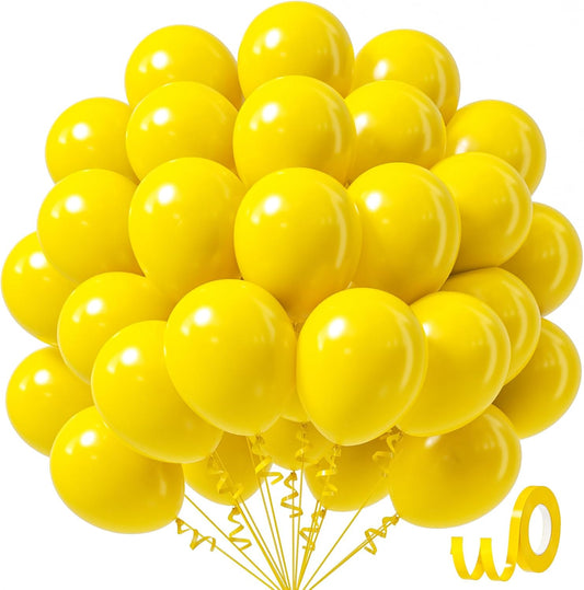 Awenztech Yellow Balloons - 12-Inch Latex Balloons | 50-Pack for Baby Showers & Birthday Parties