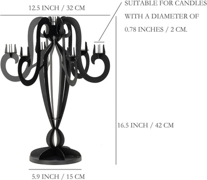 AIM & GGKK Black Metal Candelabra | Elegant 7-Arm Taper Candle Holder for Home Decor & Centerpieces