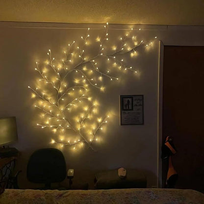 2Pcs Enchanted Willow Vine Lights - 144 LEDs, 18-Branch Wall Decor, White - Variation: White-2pcs