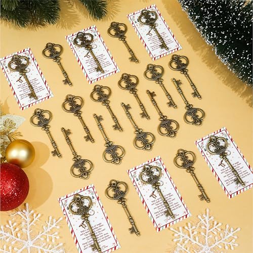 24 Sets Santa’s Magic Key with Card & Ribbon - No Chimney Christmas Ornament - Holiday Tradition Metal Key Decoration - Variation of THIS listing