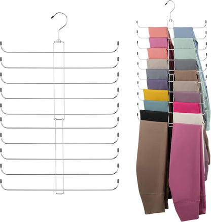 ZEDODIER Legging Organizer - Rotatable Yoga Pants Hanger for Women & Girls | Space-Saving, Holds 20 Pairs, Silver