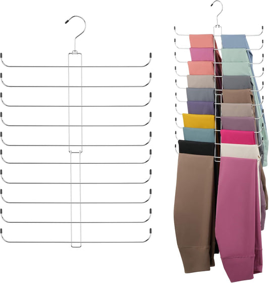 ZEDODIER Legging Organizer - Rotatable Yoga Pants Hanger for Women & Girls | Space-Saving, Holds 20 Pairs, Silver