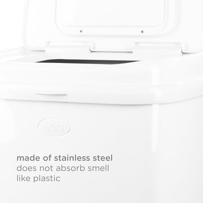 Ubbi Adult Diaper Pail - Steel Odor-Locking Design | No Special Bags Required, Modern White Finish