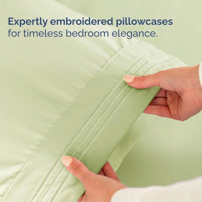 Cal King Size 4-Piece Sheet Set - Comfy Cooling Bed Sheets | Hotel Luxury Bedding - Light Sage Green