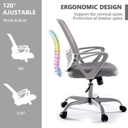 Regine Switzerland Ergonomic Office Chair - Adjustable Rolling Mesh Desk Chair with Lumbar Support | Modern Mid Back Design