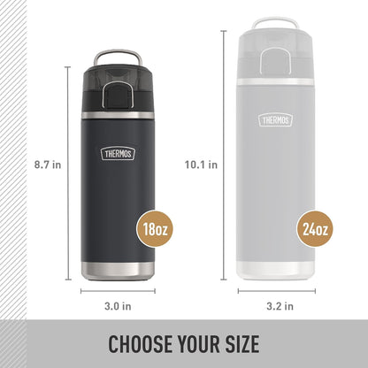 THERMOS Icon Series Water Bottle - 18 Ounce Stainless Steel, Vacuum Insulated with Spout - Lime Color