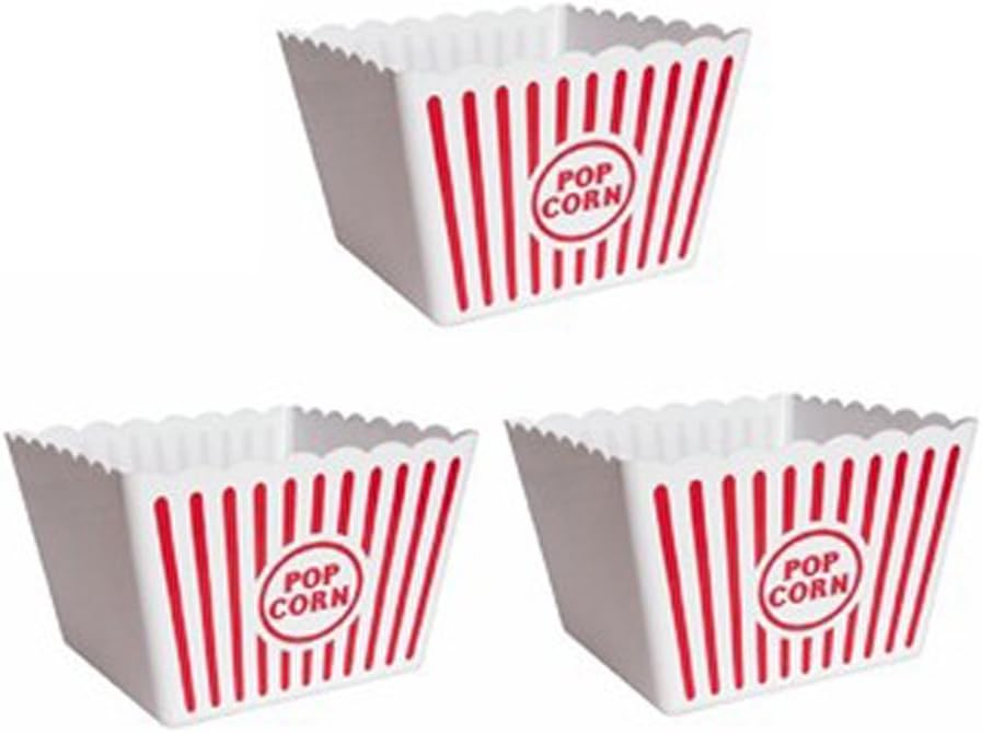 Novelty Place Classic Red & White Striped Popcorn Containers - Perfect for Movie Night | 9.25" Square x 5.9" Deep (1 Pack)