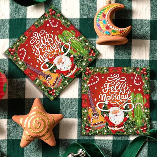 Mexican Feliz Navidad Party Decorations - 50 Assorted Festive Napkins - Variation: Mexican
