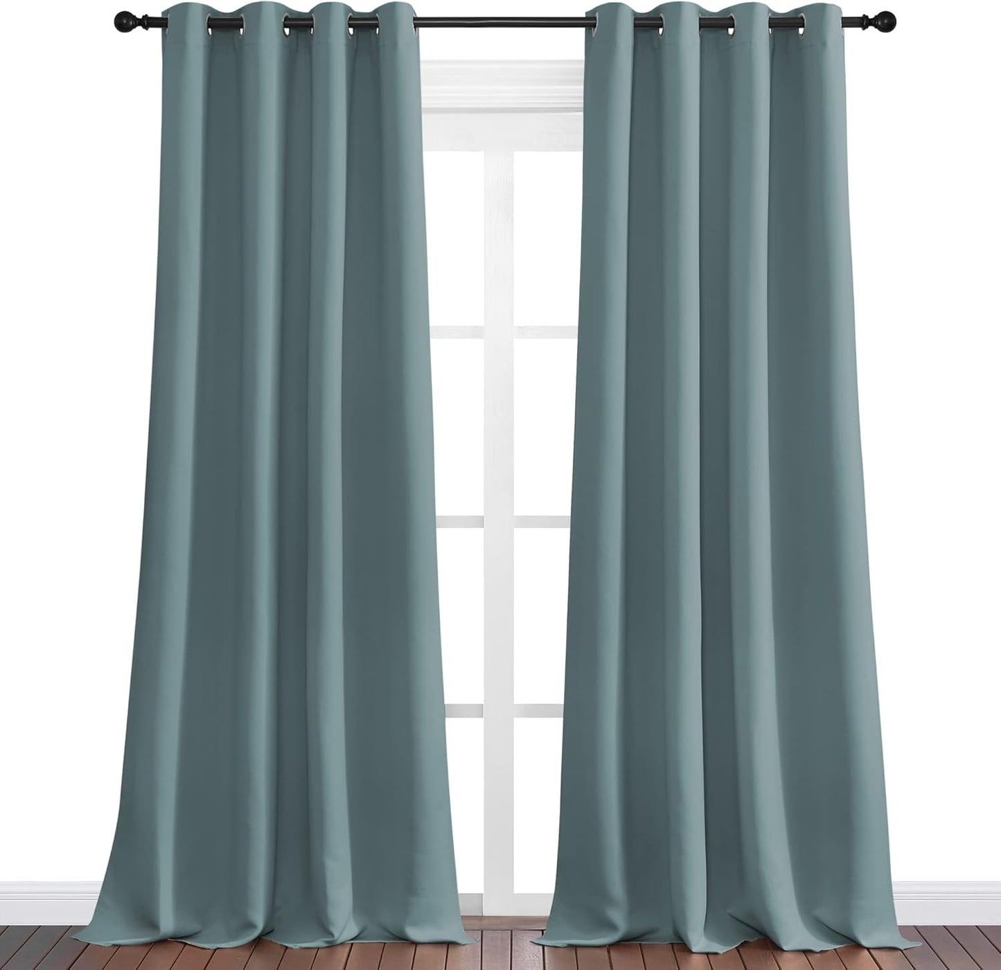 NICETOWN Modern Blackout Curtains - Noise Reducing Thermal Insulated Drapes, Greyish Blue, 2 Panels W55 x L102-Inch