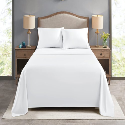 FreshCulture Twin Flat Sheets Only, Pack of 6, Soft Microfiber Bedding Sheets for Home, Salons, Hotels, Bulk Flat Sheets Only Twin Size (White)