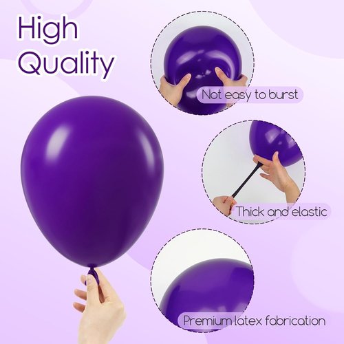 Dark Purple Balloons - 12 Inch Latex Party Balloons | 50 Pack for Weddings, Baby Showers, and Birthdays