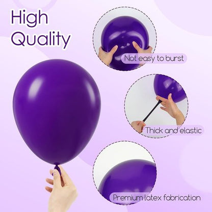 Dark Purple Balloons - 12 Inch Latex Party Balloons | 50 Pack for Weddings, Baby Showers, and Birthdays