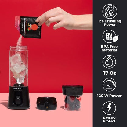 BLENDi Pro+ Portable Blender - Upgraded 120W Ice Crushing Motor, USB-C Rechargeable, 17.5oz, Black | BPA-Free & Travel-Friendly