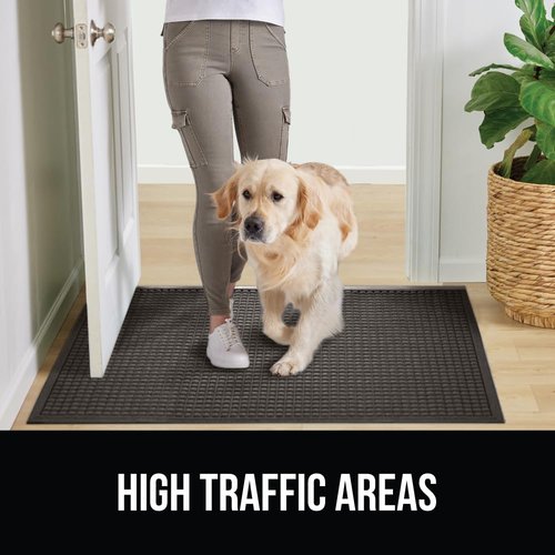 GORILLA GRIP® Ultra Absorbent Front Door Mat Outside Entrance, Traps Dirt and Moisture, HydroABSORB Indoor Outdoor Doormat Holds 1.7 Cups Water, Stain and Fade Resistant Welcome Mat, 29x17 Charcoal