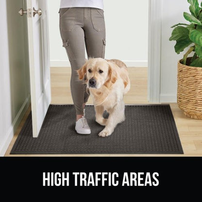 GORILLA GRIP® Ultra Absorbent Front Door Mat Outside Entrance, Traps Dirt and Moisture, HydroABSORB Indoor Outdoor Doormat Holds 1.7 Cups Water, Stain and Fade Resistant Welcome Mat, 29x17 Charcoal