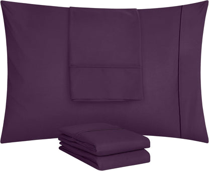 Utopia Bedding King Pillow Cases - Soft Brushed Microfiber - 4 Pack, 20 X 40 Inches, Purple