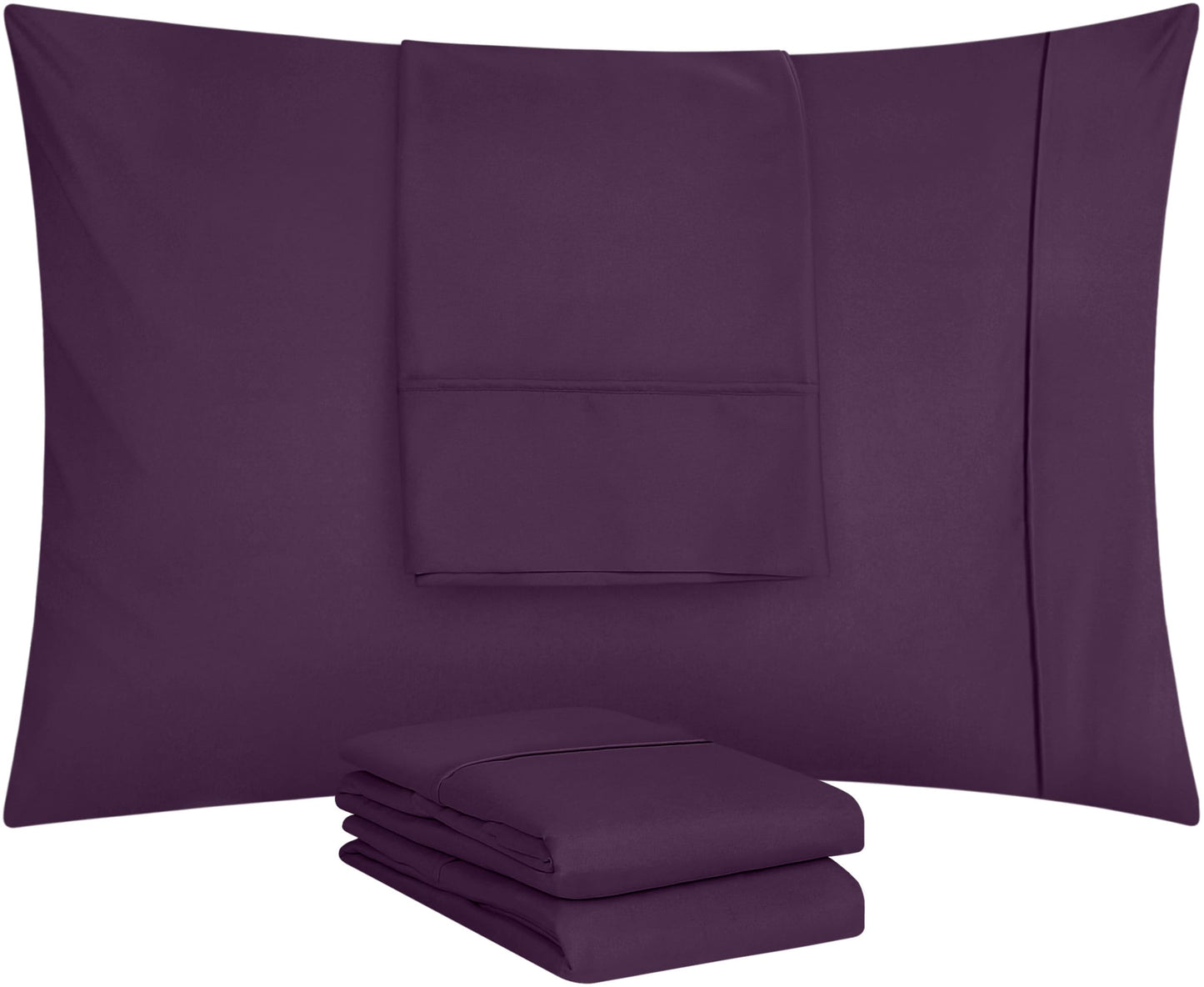 Utopia Bedding King Pillow Cases - 4 Pack - Envelope Closure - Soft Brushed Microfiber Fabric - Shrinkage and Fade Resistant Pillow Covers King Size 20 X 40 Inches (King, Purple)