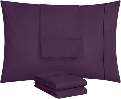 Utopia Bedding King Pillow Cases - 4 Pack - Envelope Closure - Soft Brushed Microfiber Fabric - Shrinkage and Fade Resistant Pillow Covers King Size 20 X 40 Inches (King, Purple)