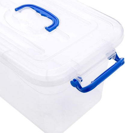 Clear Storage Box by [Brand Name] - 6-Pack 7 Quart Plastic Latch Bins with Handle | 6.5 Liter Capacity