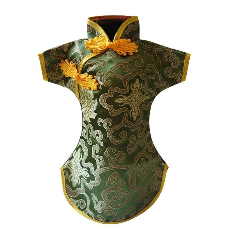Colorful Cheongsam Wine Bottle Covers, 10pcs Chinese Embroidered Bottle Bags