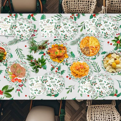 Christmas Disposable Paper Plates and Napkins Set - 150 Pcs Holiday Tableware - Merry Christmas Holiday Decorations - Variation: Christmas-150p