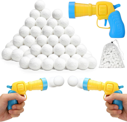 Vodolo Fake Snow Balls - 100 PCS Soft Indoor Snowball Fight Set with Launcher | Winter Fun Essentials