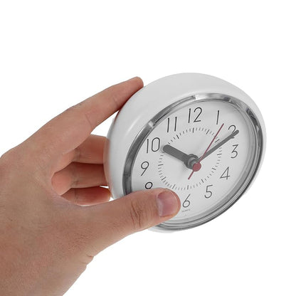Shower Clock with Suction Cup – Waterproof Wall Clock for Bathroom, White Plastic
