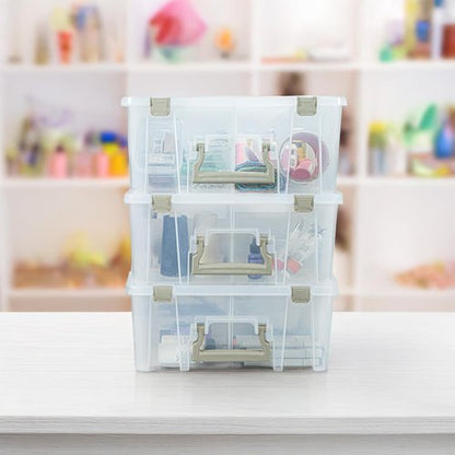 ArtBin Super Satchel Double Deep Compartment Box - Versatile Art Storage with 8 Removable Compartments (Gold)