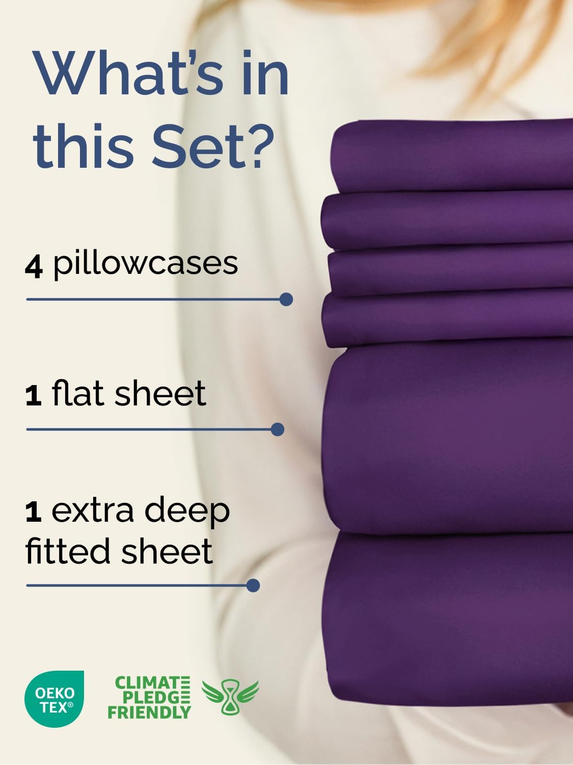 Skiennix Extra Deep Cal King Sheet Set | 6-Piece Breathable Cooling Bedding - Soft, Wrinkle-Free Purple