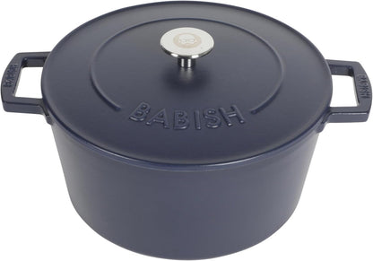 Babish 6-Quart Round Enameled Cast Iron Dutch Oven - Blue | Heavy-Duty for Slow Cooking & Baking