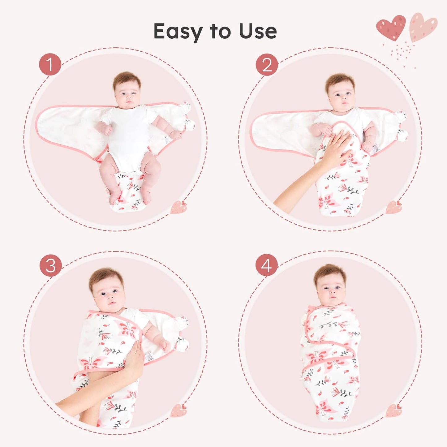 Yoofoss Baby Swaddles - 100% Cotton Adjustable Swaddle Sack | Soft & Breathable for Newborns (0-3 Months, 3 Pack)
