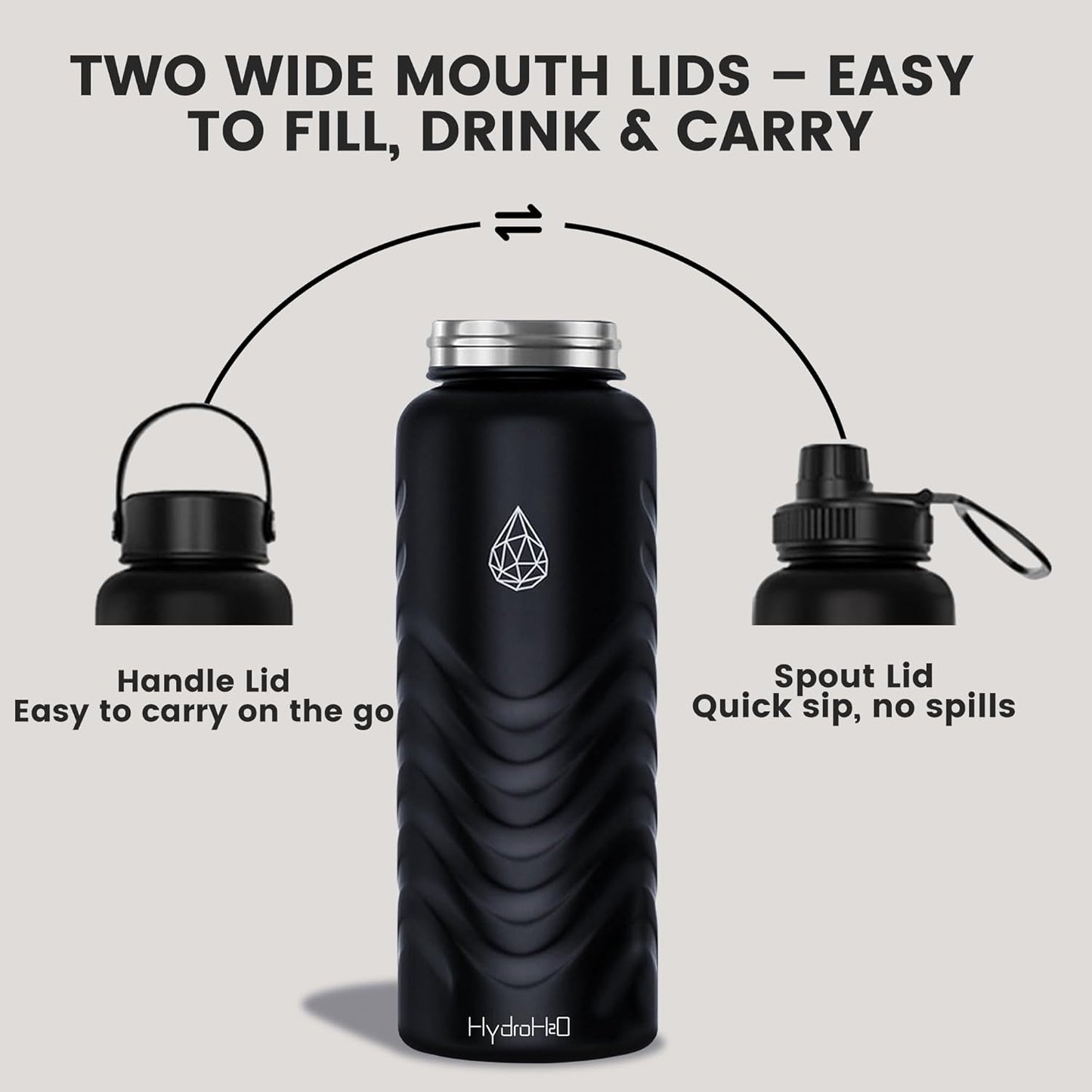 Skiennix 32oz Stainless Steel Insulated Water Bottle - 48H Cold & 24H Hot, Leak-Proof, BPA-Free | Black