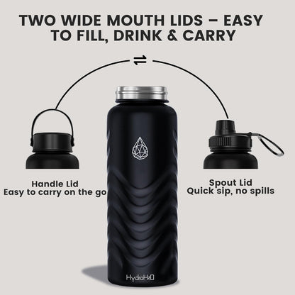 Skiennix 32oz Stainless Steel Insulated Water Bottle - 48H Cold & 24H Hot, Leak-Proof, BPA-Free | Black