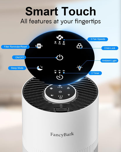 Skiennix H14 True HEPA Air Purifier - Ultra-Quiet Bedroom Cleaner for Up to 1250 Ft² | White with Aroma Function