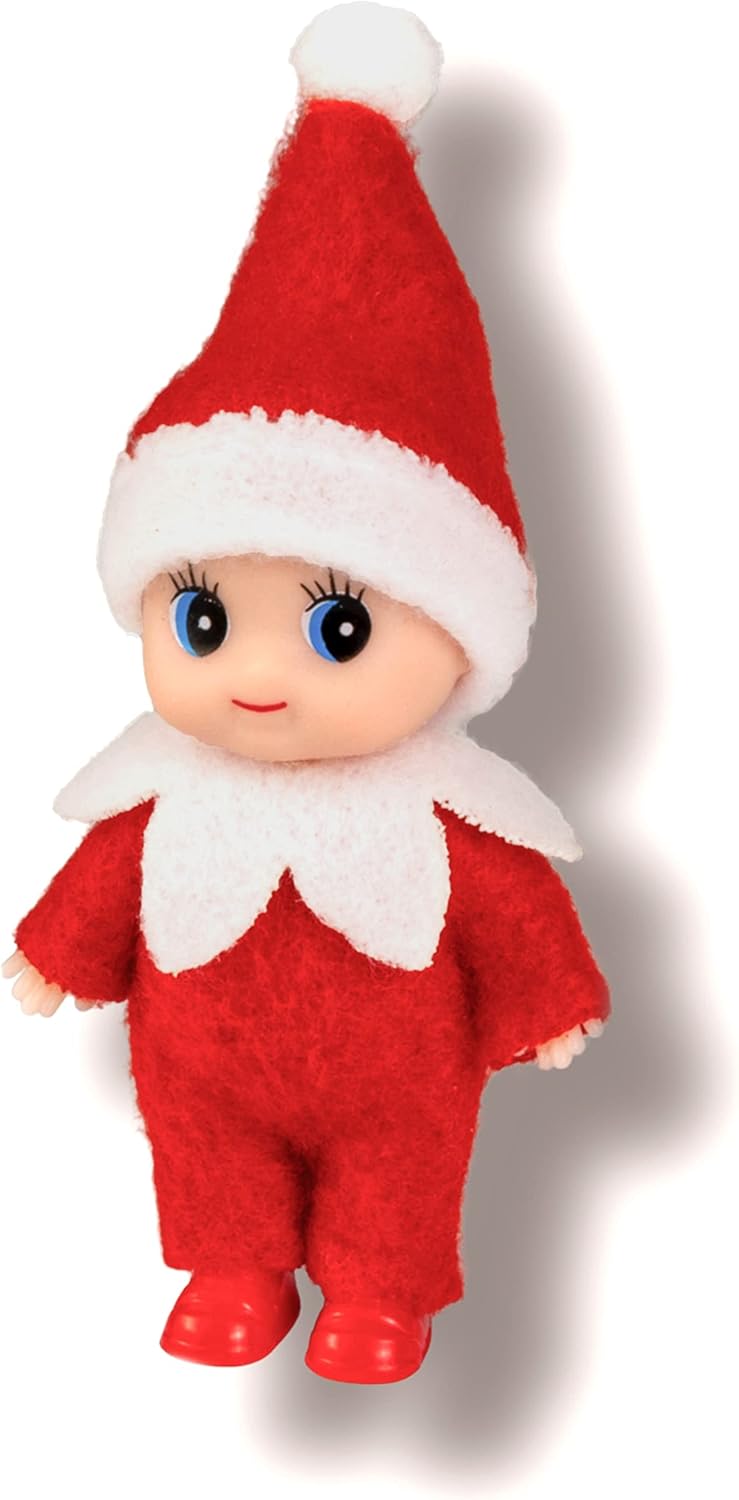 Regine Switzerland Christmas Baby Elf Doll - Adorable Red Jumpsuit for Holiday Cheer