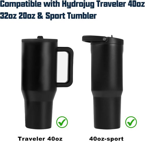 Hydrojug Replacement Straws - 6 Pack Reusable Straws with Cleaning Brush for 40 oz Tumbler