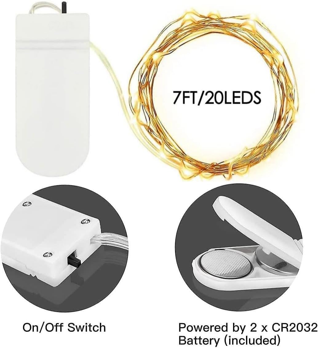 Skiennix 24-Pack Fairy Lights - Battery Operated 7 Feet Twinkle String Lights | Waterproof Warm White for Decorations