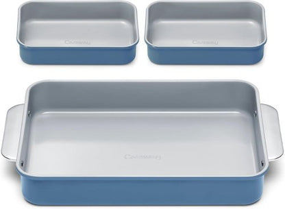 Caraway Nonstick Baking Pan Set | 2x 9" x 6.5" & 1x 9" x 13" - Non-Toxic, PTFE & PFOA Free - Slate Color
