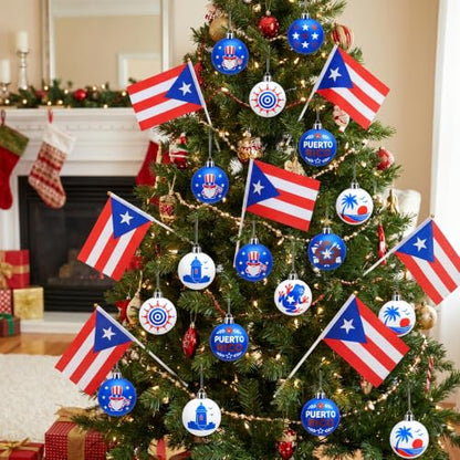 Puerto Rico Christmas Tree Decorations Set - Boricua Ornaments & Flags - Christmas Variant