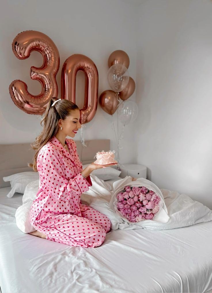 Numbers 40 Balloons - 40 Inch Rose Gold 40th Birthday Decorations for Men & Women | Large Foil Party Decor